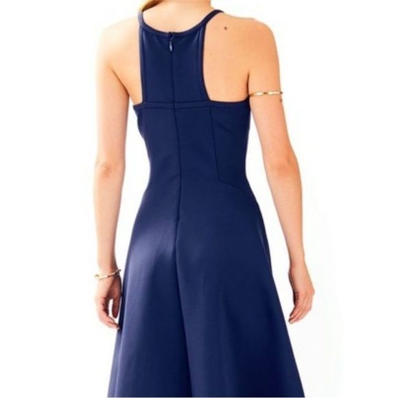 Lilly Pulitzer Navy Aurelie Midi High Low Halter Dress Small - Picture 2 of 9